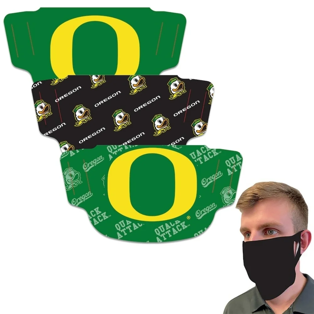 3 Pack Oregon Ducks Mask New and Sealed by Wincraft Adult OSFA Face Covering